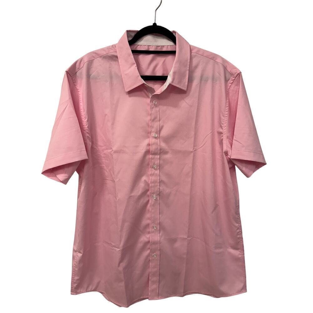 Men's XL Pink Short Sleeve Button Down Shirt NWOT